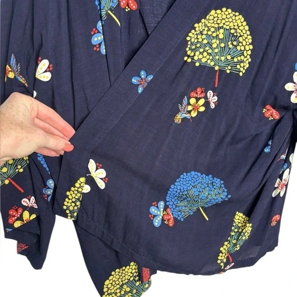 Loft Hummingbird Floral Lightweight Open Front Oversized Flowy Top Size XS/S - Picture 4 of 9